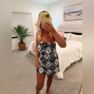 Three Hearts Black Strapless Dress with Pink Heart Trim M